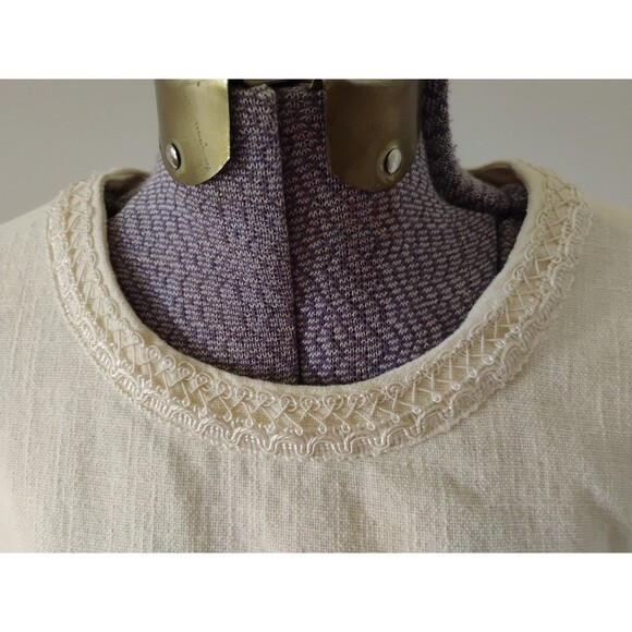 Boden Cream Linen Top Fringe Trim Crop Simple Luxury Boho Size 8 EUC - Picture 2 of 7